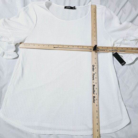 Cure Womens Blouse White Size XL Polyester Blend Stretch 3/4 Bell Sleeve - Picture 4 of 12